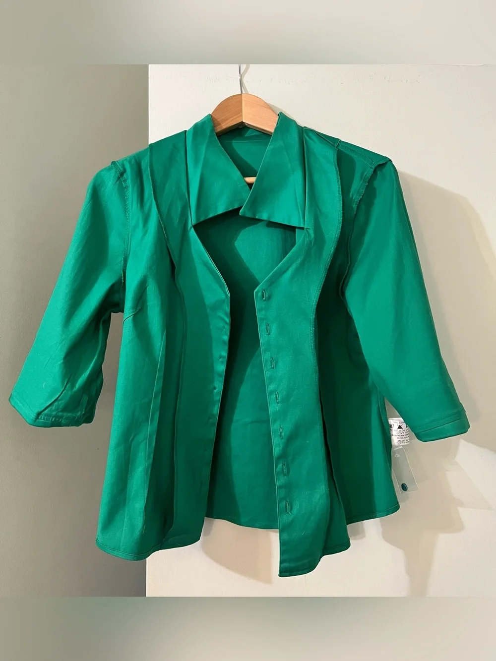 NWT Collectif London Emerald Green Vintage-Style Button Front Blouse size UK 14 - Picture 5 of 8